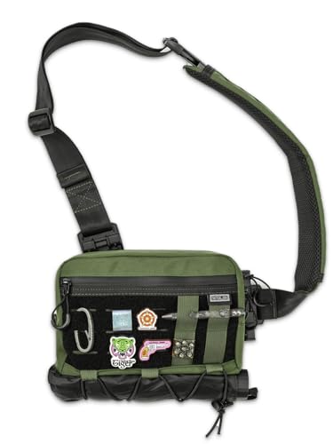 TACTICAL_GEEK Crossbody Shoulder Bag, Nylon Multipurpose Daypack, Chest Backpack Casual Shoulder for Daily Carry (Black Green-L3S-CR-Small) - color: Black Green-l3s-cr-small
