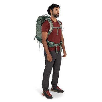 Osprey Stratos 34L Men's Hiking Backpack - Camping Bag with Waterproof Raincover, Bottle Pockets, & Gear Straps, Pine Leaf - color: Pine Leaf, style: 34l