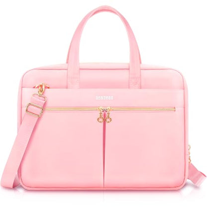 Ferkurn Laptop Bag Case Women Men Computer Bag Compatible with MacBook/HP/LG/Dell, Shoulder Strap Slim Carrying Messenger Briefcase, Pink, 17-17.3 Inch - color: Pink, size: 17-17.3 inch