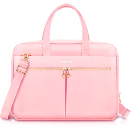 Ferkurn Laptop Bag Case Women Men Computer Bag Compatible with MacBook/HP/LG/Dell, Shoulder Strap Slim Carrying Messenger Briefcase, Pink, 15.6-16 Inch - color: Pink, size: 15-15.6 inch