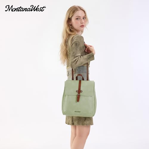 Montana West Backpack Purse for Women Casual Daypack Convertible Crossbody Backpack for Travel Work - color: Green
