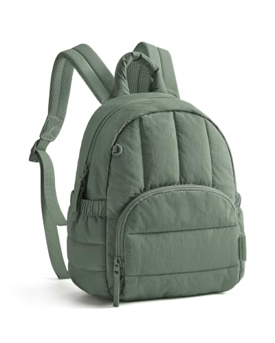BAGSMART Mini Backpack for Women, Lightweight Puffer Small Backpack Purse, Quilted Casual Travel Daypack, Cute Water-Resistant Bookbag for Daily, Haze Green - color: Haze Green