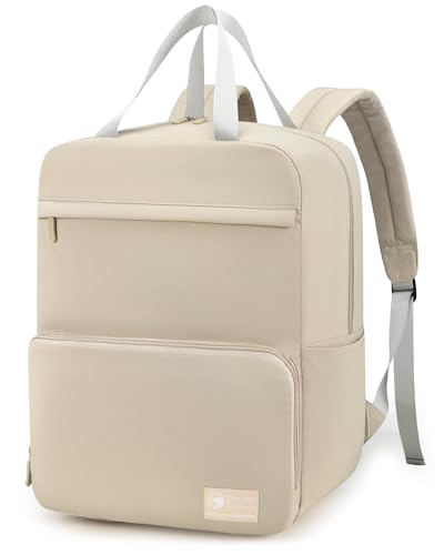 Lightweight Personal Item Bag 17x10x9 Ultralight 0.5lb Foldable Travel Backpack for Women Men College Casual Daypack - color: Beige
