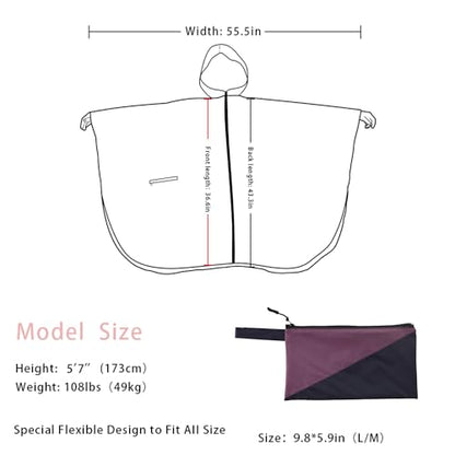 Fashion Hooded Rain Poncho Waterproof Raincoat Jacket with pocket for Women/Men/Adult - color: Gradient Purple