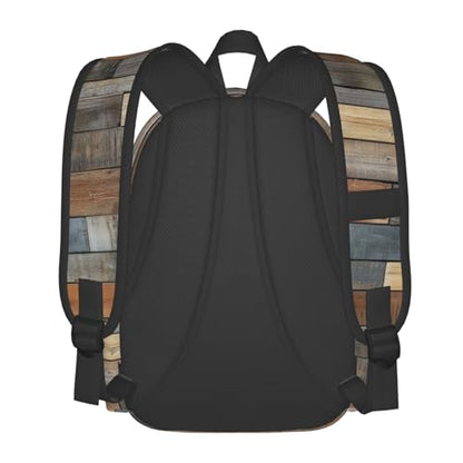 KiuLoam 17 Inch Large Capacity Backpack Rustic Wooden Texture Laptop Backpack Shoulder Bag School Bookbag Casual Daypack For Teenager