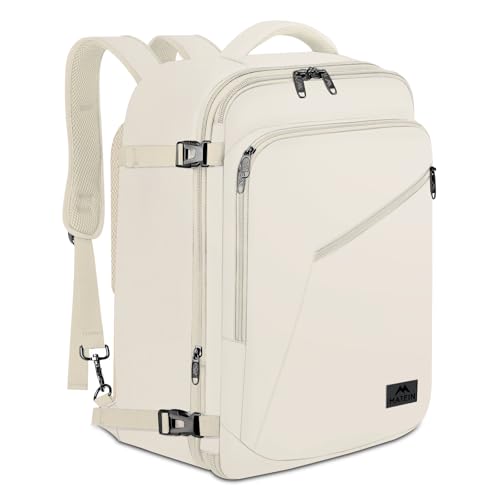 MATEIN Large Travel Backpack Women, Lightweight Carry on Backpack & Hidden Shoulder Straps, Waterproof Anti-Theft Daypack for Flight, Expandable Hiking Weekend Daypack, Travelling Gifts, Beige - color: Light Beige, size: X-Large