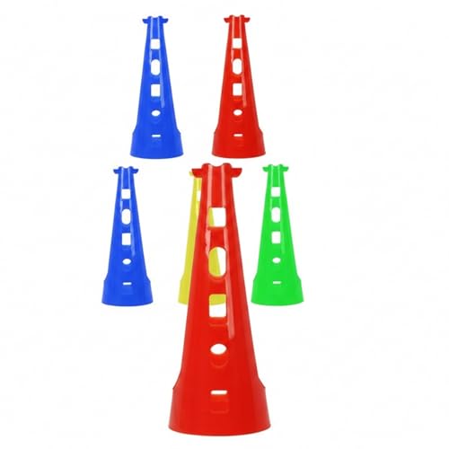 Red PE Plastic Agility Cones for Sports Training, Stackable Field Markers for Soccer and Basketball Drills - size: 6.3 x 6.3 x 15.75"