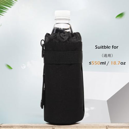 TRIWONDER Tactical MOLLE Water Bottle Pouch H2O Hydration Carrier, Military Bottle Holder Molle Drink Holder Travel Water Bottle Bag for Backpack Camping Outdoor - color: 01 Black