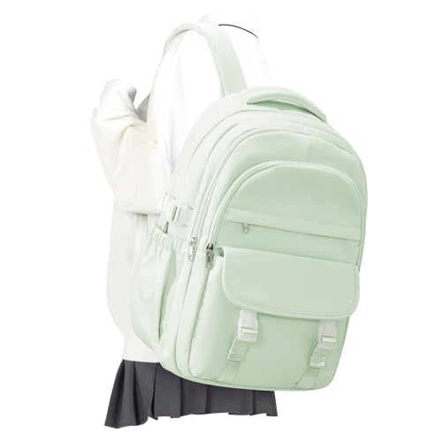 Preppy Middle School Backpack for Teens Girls Boys Waterproof Backpack with Lots of Pockets College Backpacks for Women Men Cute School Bag for Students（MintGreen） - color: A4-mintgreen