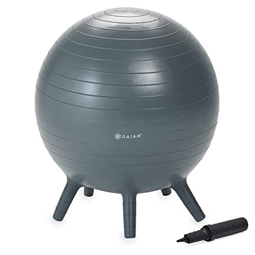 Gaiam Kids Stay-N-Play Children's Balance Ball - Flexible School Chair Active Classroom Desk Alternative Seating Built-In Stay-Put Soft Stability Legs, Includes Air Pump - color: Grey, size: 45cm
