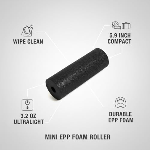 Mini EPP Foam Roller for Travel - Compact Exercise Cylinder for Yoga, Stretching & Fitness Support (Black, 1 Pack)