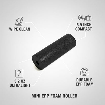 Mini EPP Foam Roller for Travel - Compact Exercise Cylinder for Yoga, Stretching & Fitness Support (Black, 1 Pack)