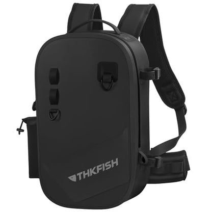 THKFISH IPX8 Waterproof Fishing Backpack with Rod Holder, Lightweight Fishing Sling Bag, Move Freely Fish Gifts for Men - color: Black