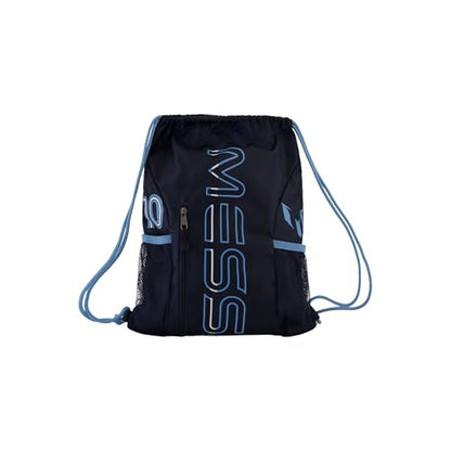 Messi Boys Lifestyle Drawstring Bag, Front & Water Bottle Pocket, Dark Blue