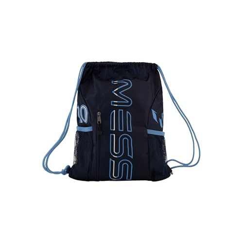 Messi Boys Lifestyle Drawstring Bag, Front & Water Bottle Pocket, Dark Blue