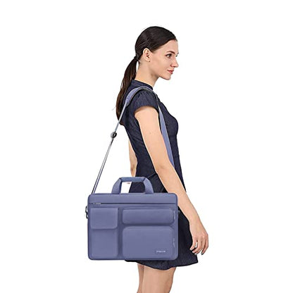 MOSISO Laptop Shoulder Bag 15.6 inch, 15-15.6 inch Computer Bag Compatible with MacBook Pro 16 inch, HP, Dell, Lenovo, Notebook with 2 Raised&1 Flapover&1 Horizontal Pocket&Handle&Belt, Lavender Gray - color: Lavender Gray, size: 16 inch
