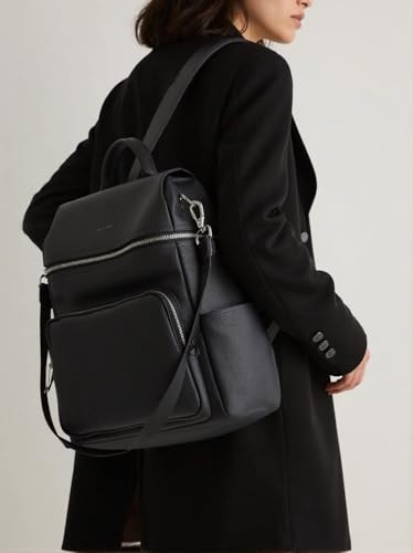Anti-Theft Backpack Purse for Women, Convertible 3-in-1 Vegan Leather Backpack with Hidden Zipper, Adjustable Shoulder & Crossbody Bag for Travel and Daily Commute - color: B Black