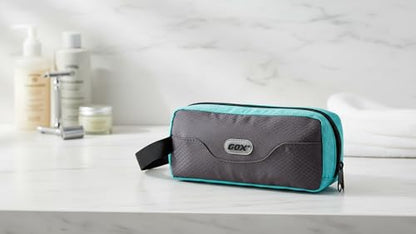 GOX Travel Toiletry Bag Dopp Kit Case for Men Multifunction Packing Organizer Pouch - color: Grey/Sky blue