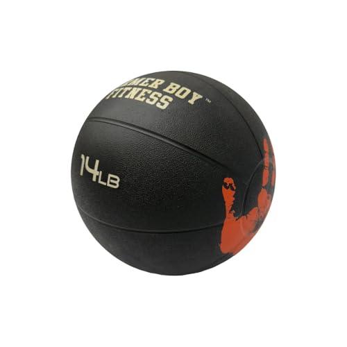Medicine Ball with Handprint Design, Black, 2 lb to 20 lb, Strength and Core Training - size: 14 LB