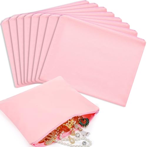 Sanwuta 8 Pcs Zippered Silver Storage Bags Anti Tarnish Silver Pouches Keeper Jewelry Storage Protector Bags(9 x 12 Inch,Pink) - color: Pink, size: 9 x 12 Inch
