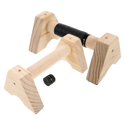 Wooden Push up Bars Handles for Floor Workout, Beech Wood Parallettes Pair 30cm with Non-slip Base, Strength Training Calisthenics Stands for Men and Women Home Fitness