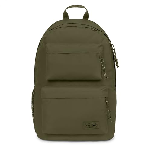 EASTPAK Padded Double – 24L Squared Backpack with Dual Front Pockets, 13” Laptop Sleeve, Bottle Holder & Padded Straps, Dark Grass - color: Dark Grass