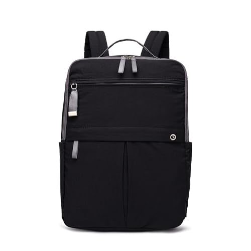 Nylon Backpack Purse for Women & Men, Lightweight 15.6 Inch Laptop Backpack Casual Daypack for Work Travel Black - color: Black