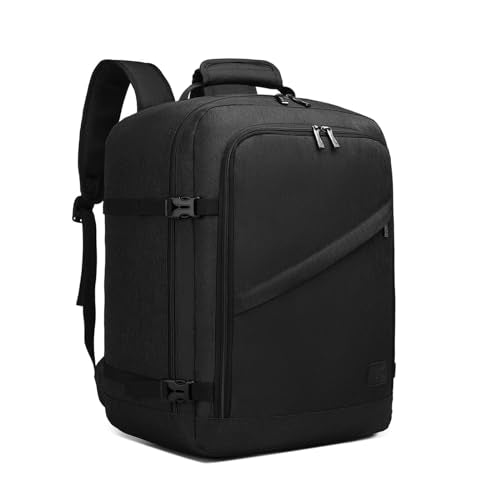 Kono Carry on Backpack, 18" Airplane Approved Under Seat Travel Backpack for Men and Women, Waterproof Lightweight Daypack for Flight 30L (Black, Medium) - color: Black, size: 18-inch 30L