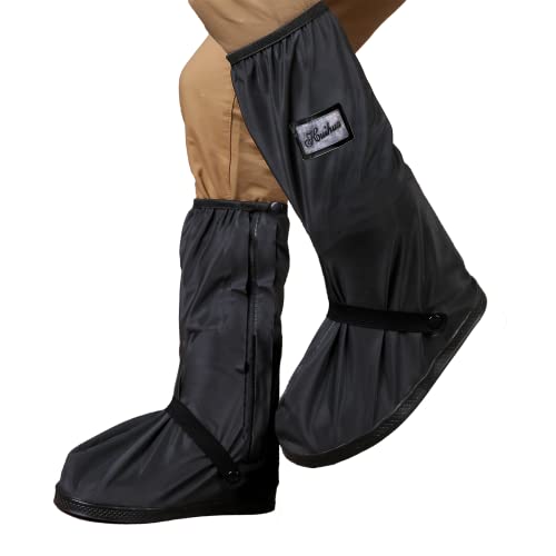 Waterproof Rain Boot Shoe Cover with Reflector Reusable & Foldable - color: Black, size: XX-Large