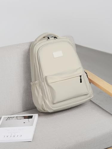 Water-Resistant Casual Backpack - Lightweight Travel Daypack with Laptop Compartment & Multi-Pocket Design (White) - color: White