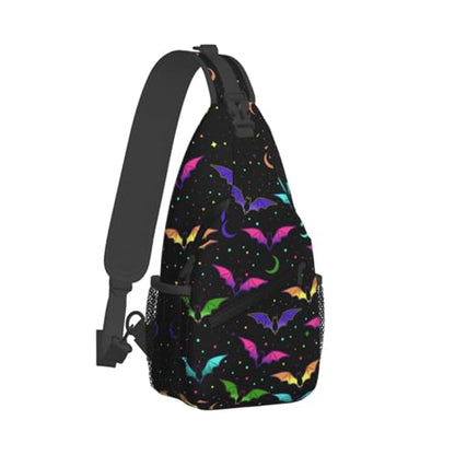 Halloween Gothic Bat Outdoor Crossbody Shoulder Bag For Unisex Young Adult Hiking Bicycling - color: 12