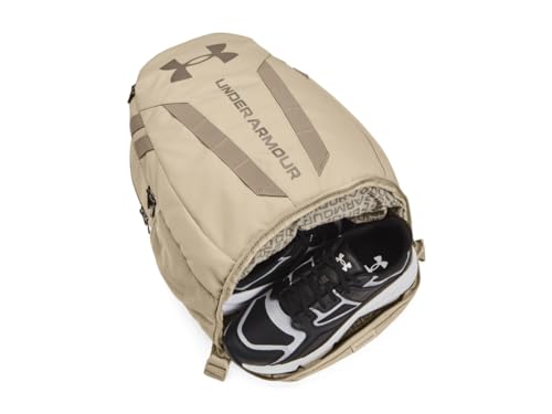Under Armour Unisex Hustle 5.0 Backpack - color: (045) Downpour Gray / / Metallic Gold