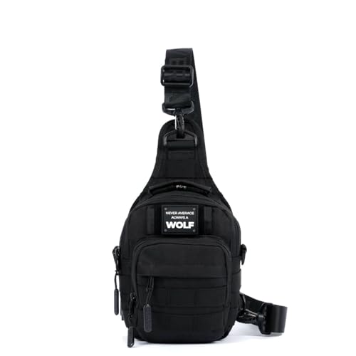 WOLFpak 4L Mini Tactical Sling Bag (Alpha Black) Compact Crossbody Backpack for Gym, Travel & EDC | Tactical Shoulder Bag with Multiple Pockets – Lightweight, Durable Sling Pack for Men & Women - color: Alpha Black
