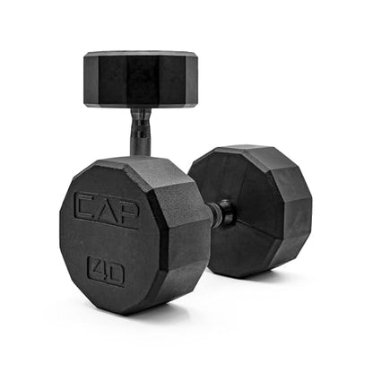 CAP Barbell Coated Dumbbell Weight | Multiple Options Pairs & Sets - size: 40 lb - Pair, style: 12-Sided - Black Handle