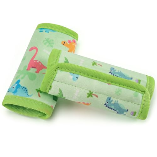 COOLBEBE Car Seat Straps Shoulder Pads for Baby Kids, Super Soft Seat Belt Covers for All Car Seats/Pushchair/Stroller/High Chair - color: Green Dinosaurs, size: Small (Pack of 1)
