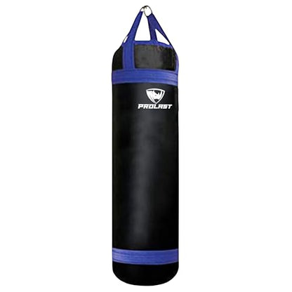 4 ft 80lb Heavy Boxing Punching Bag, Muay Thai, MMA, Strength Training Equipment, Hanging, Rhino Logo, Two Tone - color: Black / Blue, style: Filled