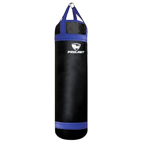 4 ft 80lb Heavy Boxing Punching Bag, Muay Thai, MMA, Strength Training Equipment, Hanging, Rhino Logo, Two Tone - color: Black / Blue, style: Unfilled