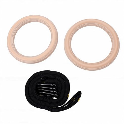 Dpofirs Adjustable Numbered Straps Gymnastic Rings | Birch Wood Pull Up Rings for Full Body Strength Balance Workout Home Gym 2 Pack