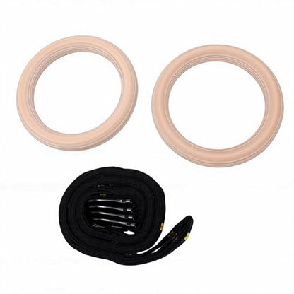 Dpofirs Adjustable Numbered Straps Gymnastic Rings | Birch Wood Pull Up Rings for Full Body Strength Balance Workout Home Gym 2 Pack