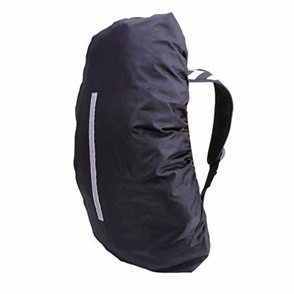 Hi-Visibility Backpack Rain Cover with Reflective Strip 100% Waterproof Ultralight Backpack Cover, Storage Pouch, for Hiking, Camping, Biking, Outdoor, Traveling - color: Black 1 Pack