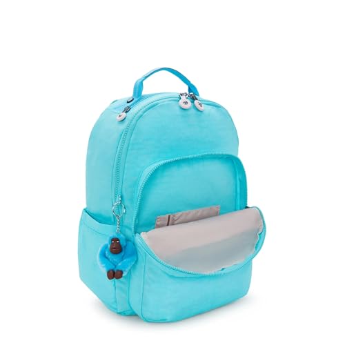 Kipling Women's Seoul Bts 15" Laptop Backpack, Durable, Roomy with Padded Shoulder Straps, Built-In Protective Sleeve - color: Poppy Aqua, size: 12.75''L x 17.25''H x 8''D
