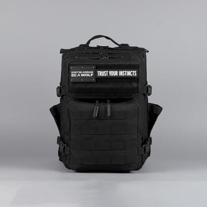 WOLFpak 25L Tactical Gym Backpack (Alpha Black) Durable 1000D Waterproof Oxford Material with MOLLE Webbing, Laptop Pocket & Dual Cup Holders - color: Alpha Black