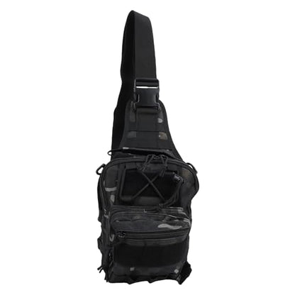 Fishing Chest Bag Outdoor Shoulder Bag Crossbody Chest Pack 20L Nylon Lightweight Storage Backpack with 3 Main Pockets Adjustable Strap for Hiking Camping Cyclin (20L) - color: Black Camo