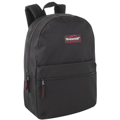 Trail maker Classic 17 inch Backpacks with Adjustable Padded Straps | School Backpacks for Girls, Boys (Black) - color: Black