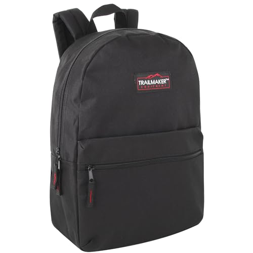 Trail maker Classic 17 inch Backpacks with Adjustable Padded Straps | School Backpacks for Girls, Boys (Black) - color: Black