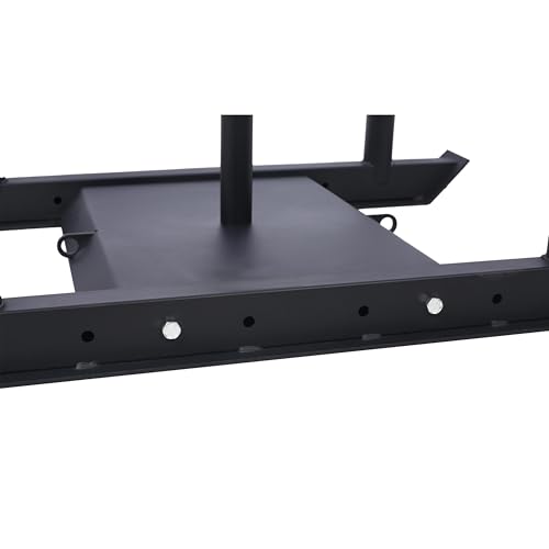 Weight Sled for Fitness Training Push Pull Drag Speed Strength Conditioning Workout Sled with Removable Push Poles Harness and Dual Anchor Points for 2 Inch Weight Plates Black