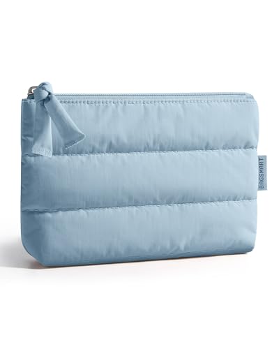 BAGSMART Small Puffy Water-Resist Makeup Bag for Women | Cloud-like shell with tactile, lightweight, squishy finish; playful puffy zipper pull - color: Airy Blue, size: Small