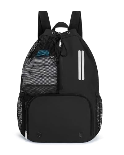 Swim Bag Mesh Drawstring Backpack with Shoe Compartment & Wet Pocket Waterproof Beach Backpack Pool Bag for Swimming, Gym, Travel and Workout Gear (Black) - color: Black