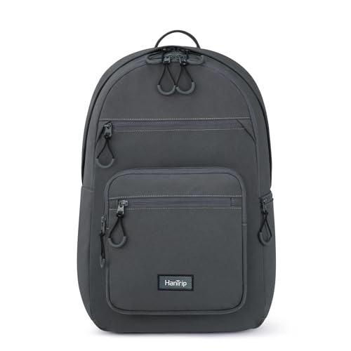 HanTrip Carry On Travel Backpack For Women, 18 Inch Water Resistant Large Backpack Lightweight Bookbag For Men, 8x14x18 Personal Item Bag Casual Daypack Backpacks For Work Office Commuter (Dark Gray) - color: Dark Gray, size: 18 Inch