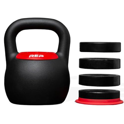 Rep Fitness Adjustable Kettlebell | Weight Set for Home Gym | Strength Training Equipment for Men & Women | Compact Steel Bell with Ergonomic Handle | 20–40 lb (9–18 kg) Variable Options - color: Red | 40 Lb